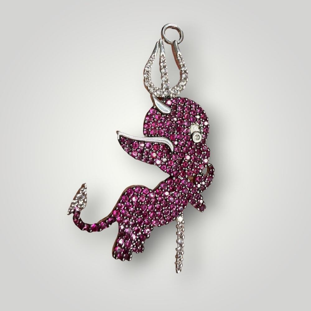 APM Monaco 925 Sterling Silver Pink Pave Devil Pendant Charm